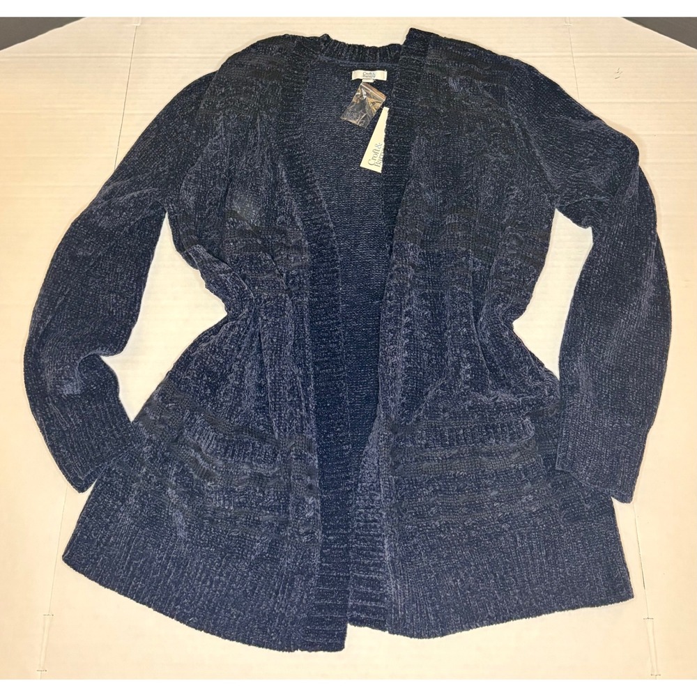 NWT Croft & Barrow Navy Blue Chenille Open-Front Cardigan Sweater